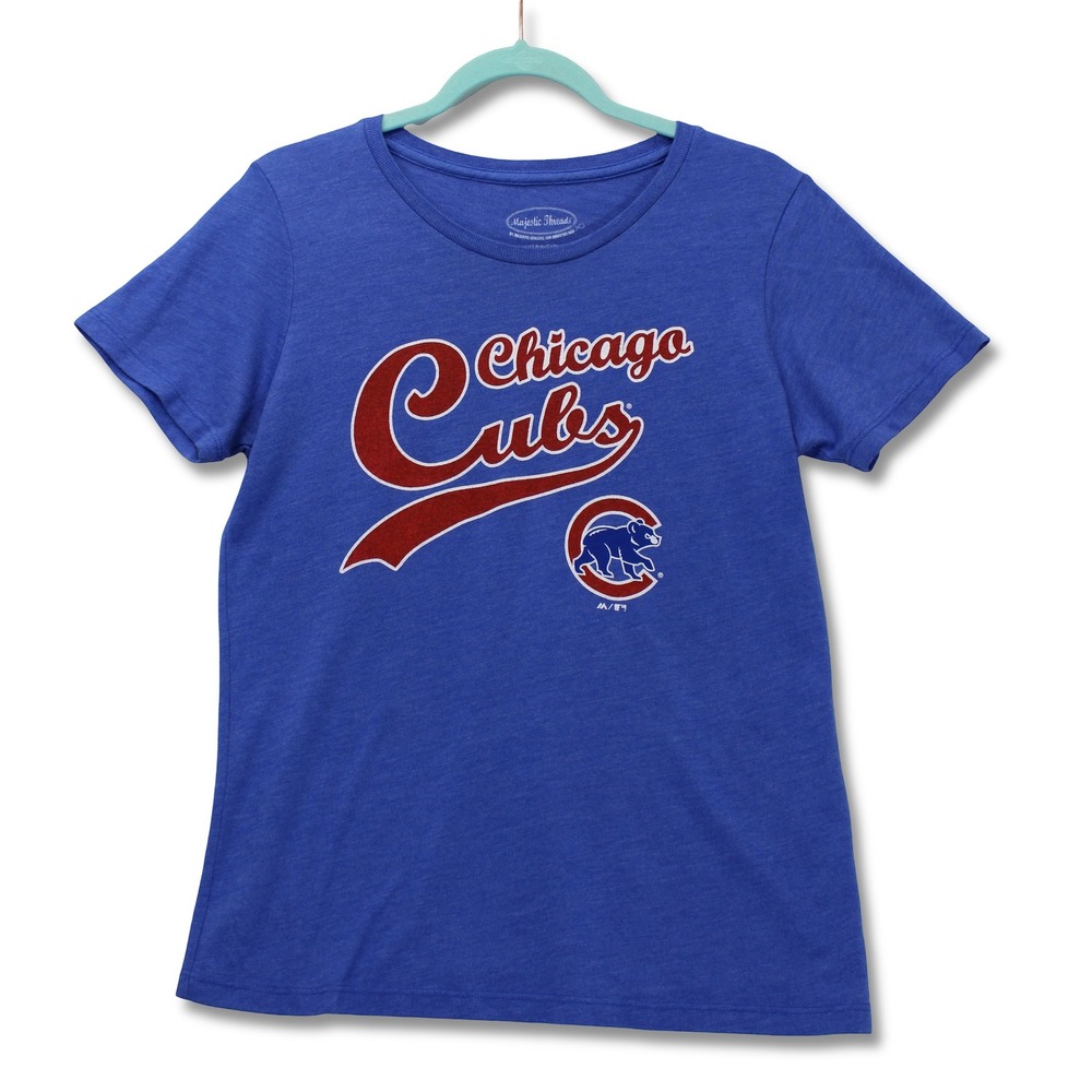 Majestic Threadsโ Chicago Cubs T-Shirt Mens XL Blue MLB Baseball Excellent